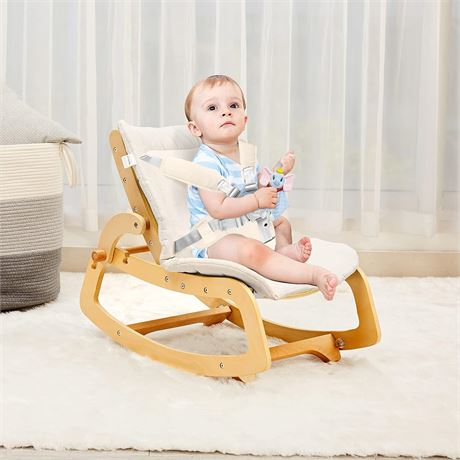 MallBest 3-in-1 Baby Bouncer Adjustable Wooden Rocker Chair