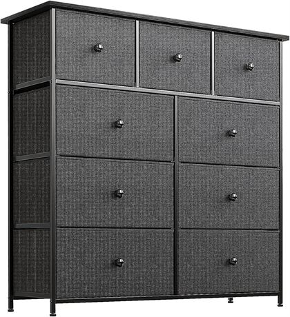 REAHOME 9 Drawer Dresser for Bedroom (Black Grey)