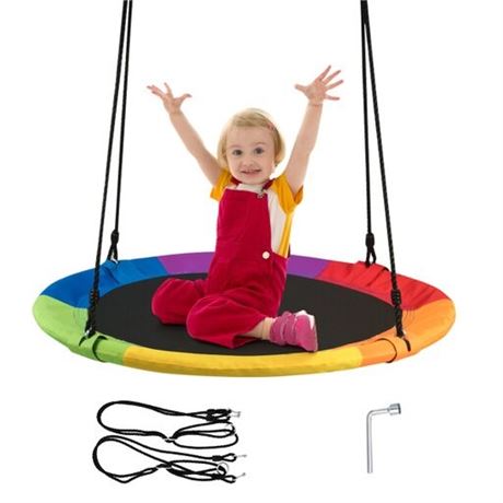 Costway 40 in. Multi-color Flying Saucer Tree Web Swing Play Set Swing for Kids,