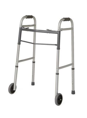 Guardian Two-Button Folding Walkers with 5" Wheels - 3 Pack