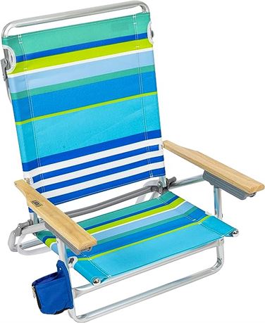 RIO beach Classic 5-Position Lay-Flat Folding Beach Chair, 1 Count (Pack of 1)