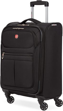 SwissGear 4010 Softside Luggage with Spinner Wheels, Black, Carry-On 18-Inch