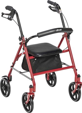 Drive Medical 4 Wheel Rollator Walker With Seat