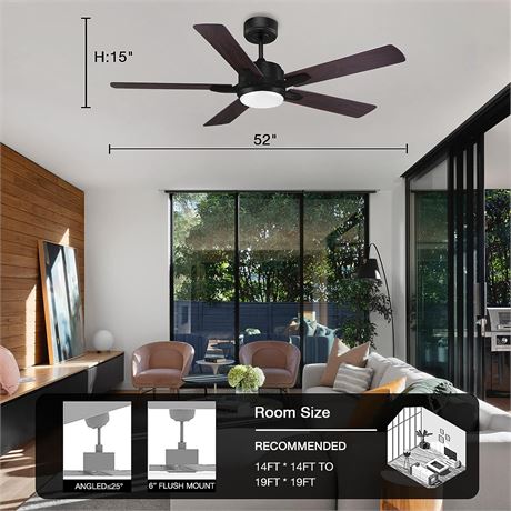 52� Smart Ceiling Fan with Lights Remote Control