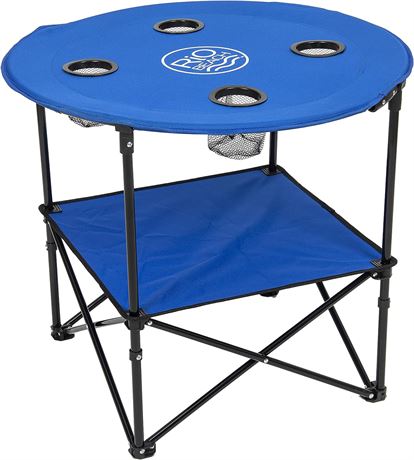 Rio Brands 28" Portable Folding Beach Table with Cupholders, Blue