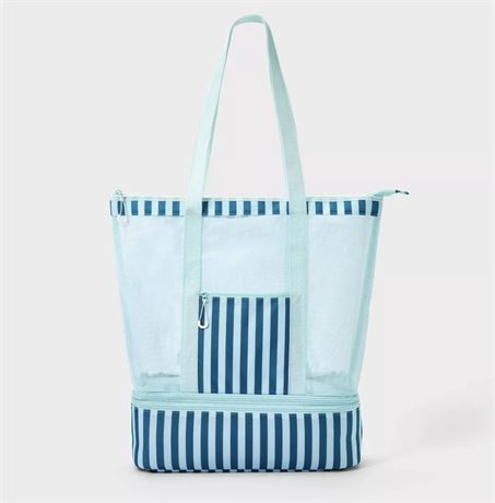Mesh Cooler Tote Bag with Towel Straps - Sun Squad™ 19x19x6 - NEW