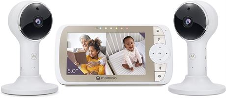 Motorola VM65-5 WiFi Video Baby Monitor with 2 Cameras HD 1080p