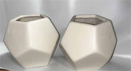 Ceramic Planter- Hand Made Modern Approx 5" x 4" -  SET of 2NEW