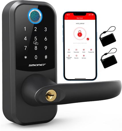 Smart Lock,SMONET Fingerprint Door Lock with Keypad,Keyless Entry Handle