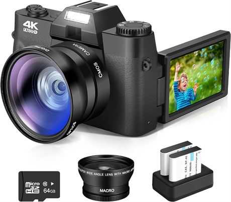 4K 16X Digital Zoom 48MP Digital Camera with 180� Flip Screen