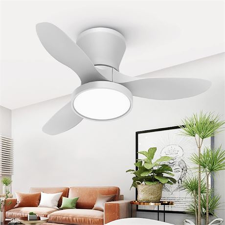 ocioc Quiet Ceiling Fan with LED Light DC motor 32 in White