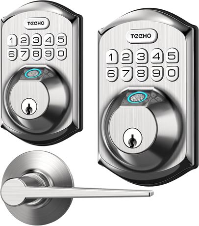 TEEHO Fingerprint Door Lock with 2 Lever Handles