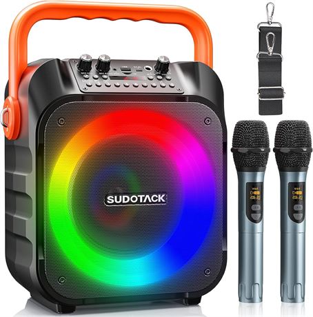 SUDOTACK Karaoke Machine with 4 Wireless Microphones, Karaoke Speaker