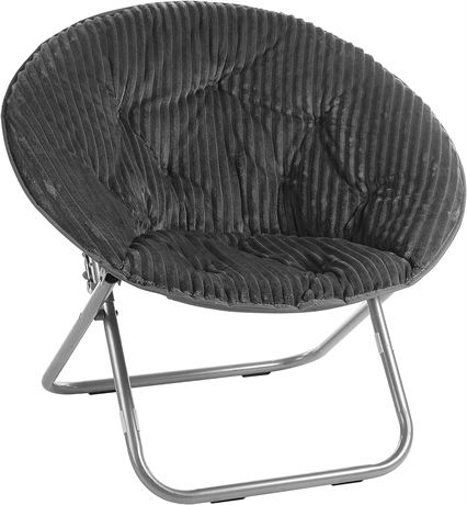 Urban Shop Corduroy Saucer Chair, Grey 27D x 32W x 29.5H in