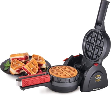 Presto 03512 Stuffler Stuffed Waffle Maker, Belgian, Large, Black