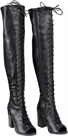 Milwaukee Performance MBL9421 Women's Lace-Up Open Toe Knee-High Boots, Size 6