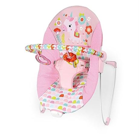 Bright Starts Baby Bouncer Soothing Vibrations Infant Seat, Pink Unicorn