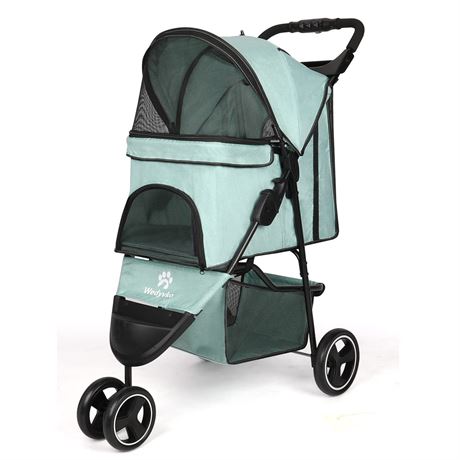 Wedyvko Foldable Pet Stroller with Storage Basket and Cup Holder