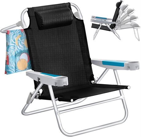 ICECO Beach Chair for Adults, XL 5-Position Backpack Beach Chair
