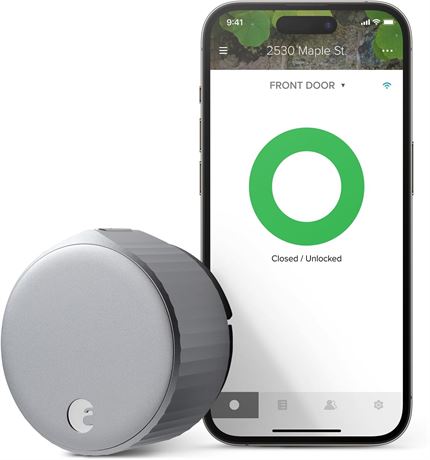 August Home, Wi-Fi Smart Lock - Fits Your Existing Deadbolt in Minutes, Silver