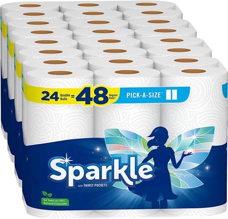 Sparkle Pick-A-Size Paper Towels, 24 Double Rolls = 48 Regular Rolls