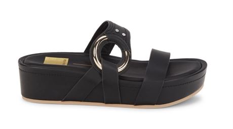 Dolce Vita Cicily Dual Strap Flatform Sandals - Black - Size 8