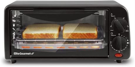 Elite Gourmet 2-Slice Toaster Oven Plastic,Aluminum,Glass Black