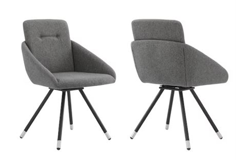 Armen Living Set of 2 Granada Contemporary Swivel Arm Chair - Grey