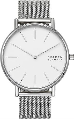 Skagen Women's Signatur Quartz Watch with Stainless Steel Mesh Strap, Silver, 18