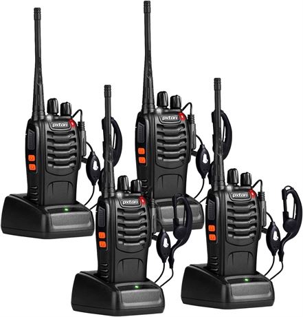 pxton Walkie Talkies Long Range with Earpieces,16 Channel, Set of 4