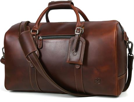 Leather Travel Duffel Bag, Gym Sports Bag, Airplane Carry-On