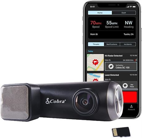 Cobra Smart Dash Cam (SC 100) - Full HD 1080P Resolution, Built-in WiFi & GPS