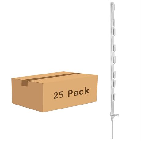 FENCE SHOCK 48Inch Step-in Fence Post-Electric Fence System (25 Pack_,White