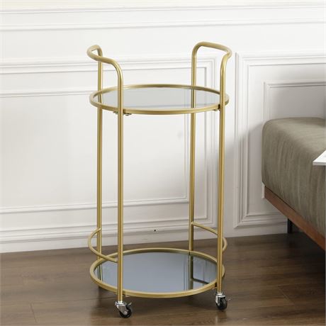 ZIOTHUM Round Bar Cart, Gold Bar Cart