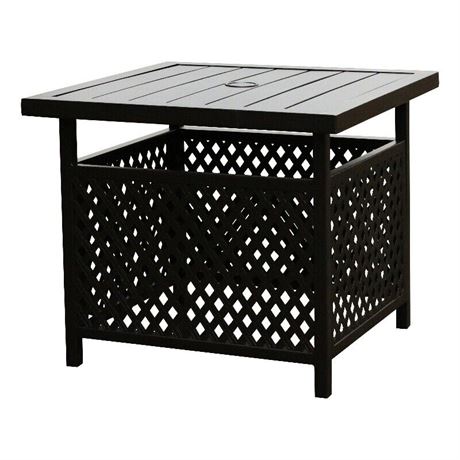 Patio Festival Metal Square Outdoor Side Table in Black Finish