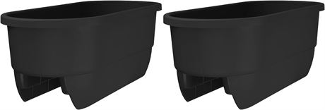 Apollo Exports International 24" Dual Deck Railing Planter, Black, (Set of 2)