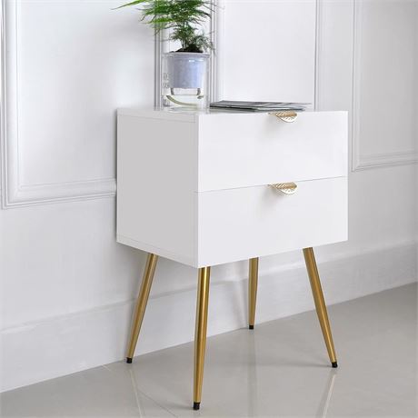 Cloud Space White Nightstand with Drawers