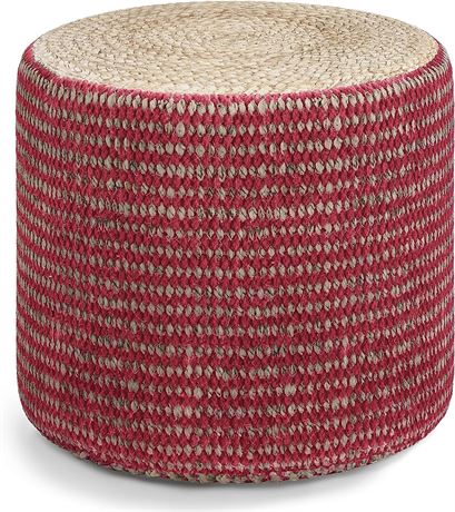 SIMPLIHOME Larissa Round Pouf, Footstool, Upholstered in Hand Braided Jute