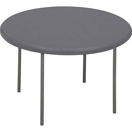 Iceberg IndestrucTable Classic Round Folding Table, Indoor or Outdoor, Charcoal