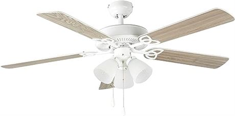 Amazon Basics 52-Inch Ceiling Fan, Includes Dimmable LED Light